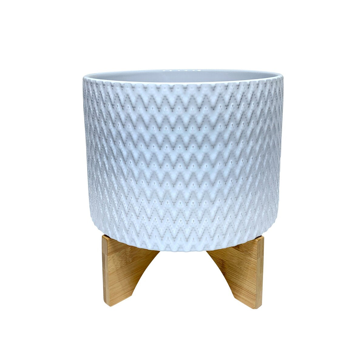 5" Chevron Planter W/ Stand, White