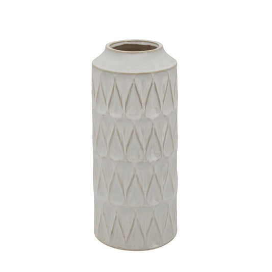16"h Teardrop Vase, White