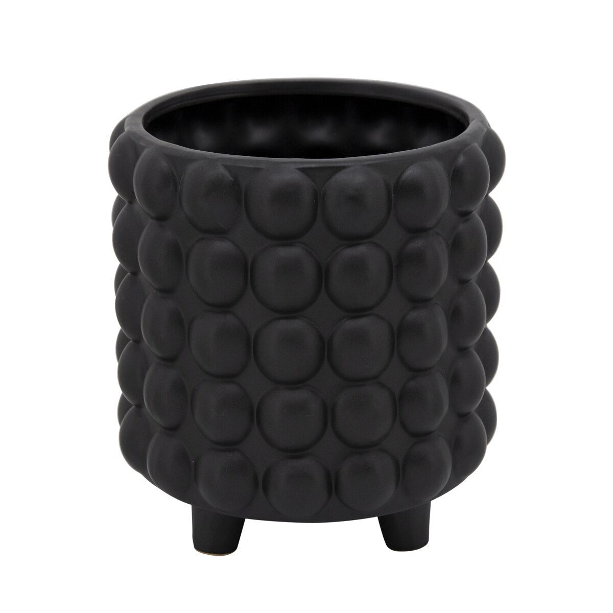 S/2 6/8" Bubble Planters, Matte Black