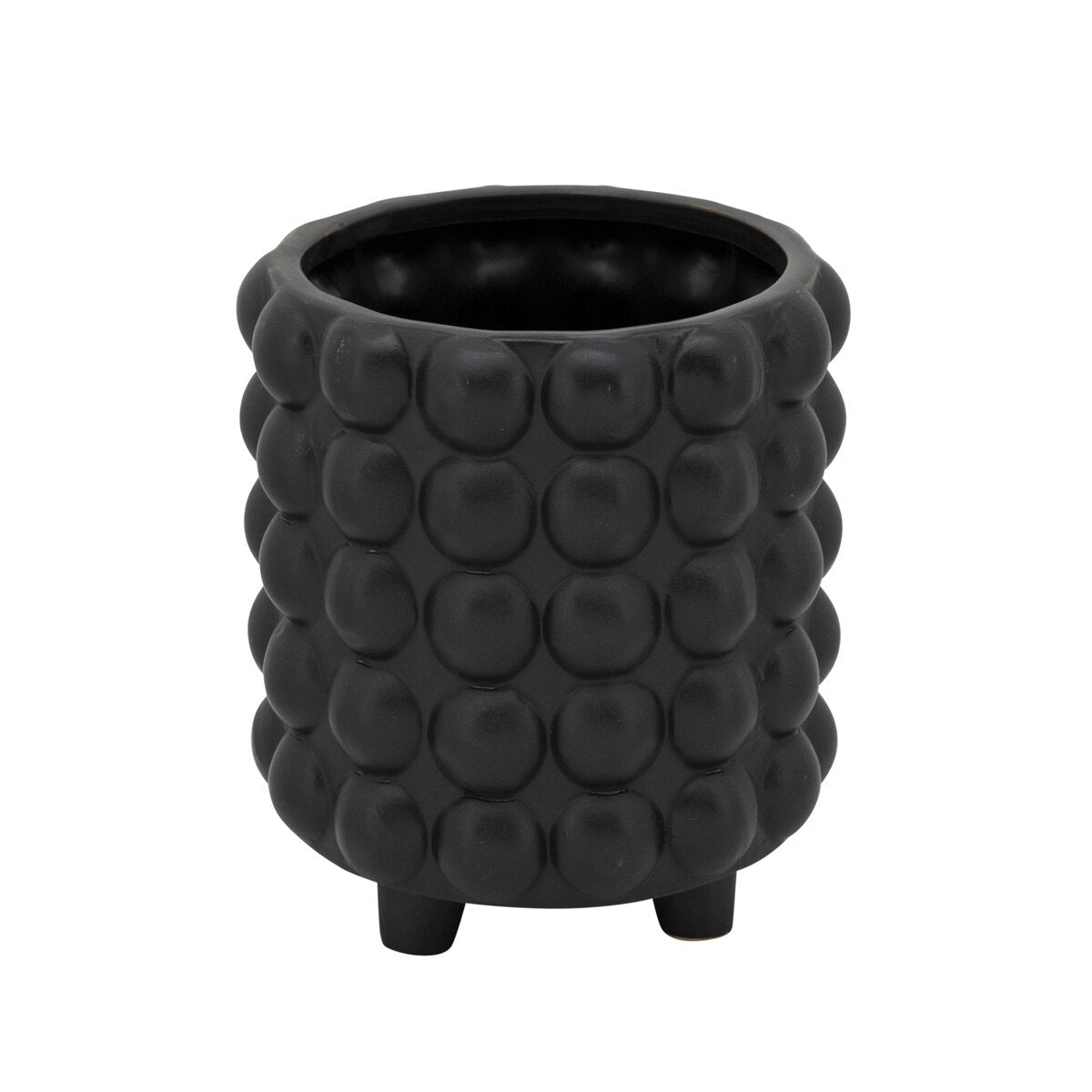 S/2 6/8" Bubble Planters, Matte Black