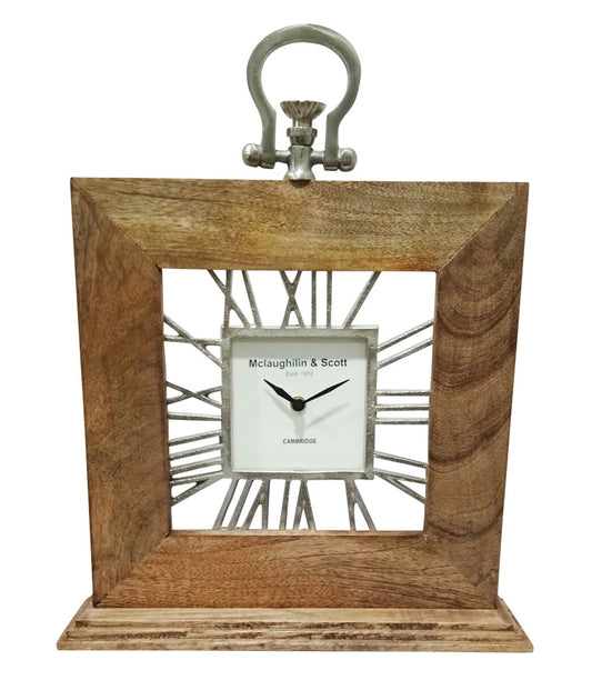 13x16" Mango Wood Table Clock, Natural