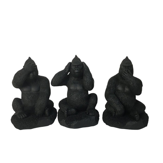 Resin, S/3 Hear, Speak, See No Evil Gorilla, Black