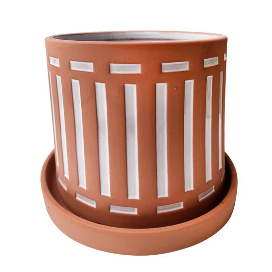 S/2 Terracotta Planters W/ Saucer 6/8", Orange