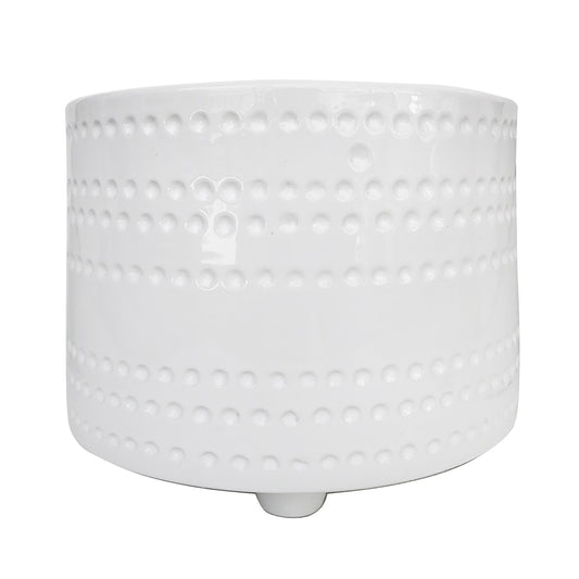 S/2 Dotted Footed Planters 10/12" , White