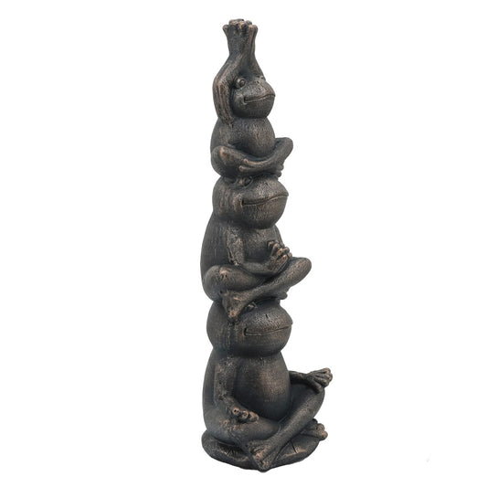 Resin, 24"h Stacking Yoga Frogs, Black