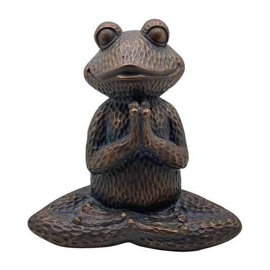Resin, 17"h Yoga Frog, Mettalic Blue