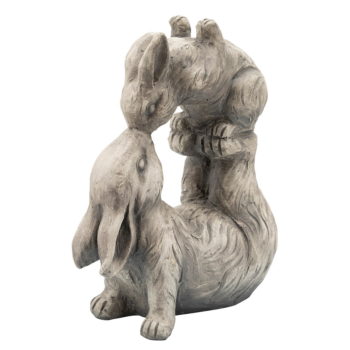 Resin, 15"h Kissing Bunnies, Antique White