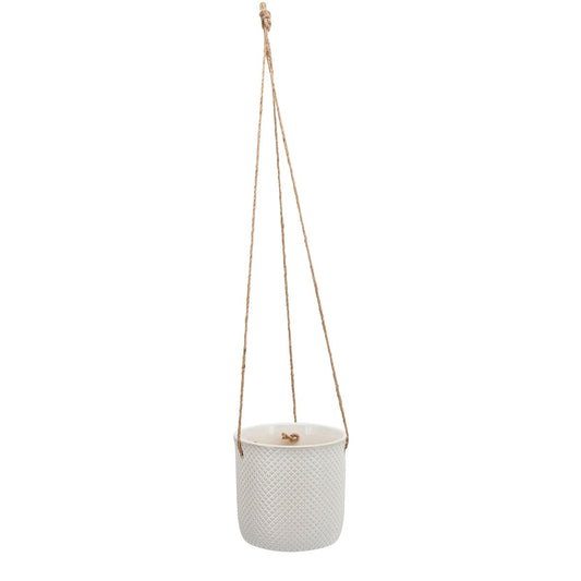 7", Dotted Hanging Planter, White