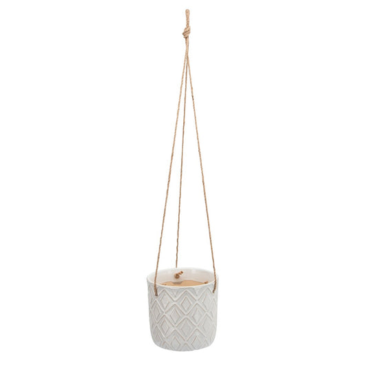 7", Diamond Hanging Planter, White