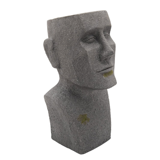 Resin, 20"h Moai Bust Planter, Gray