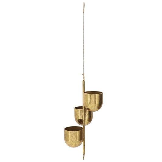 Metal 4"  3-hanging Planters, Gold