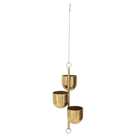 Metal 4" 3-hanging Planters, Gold