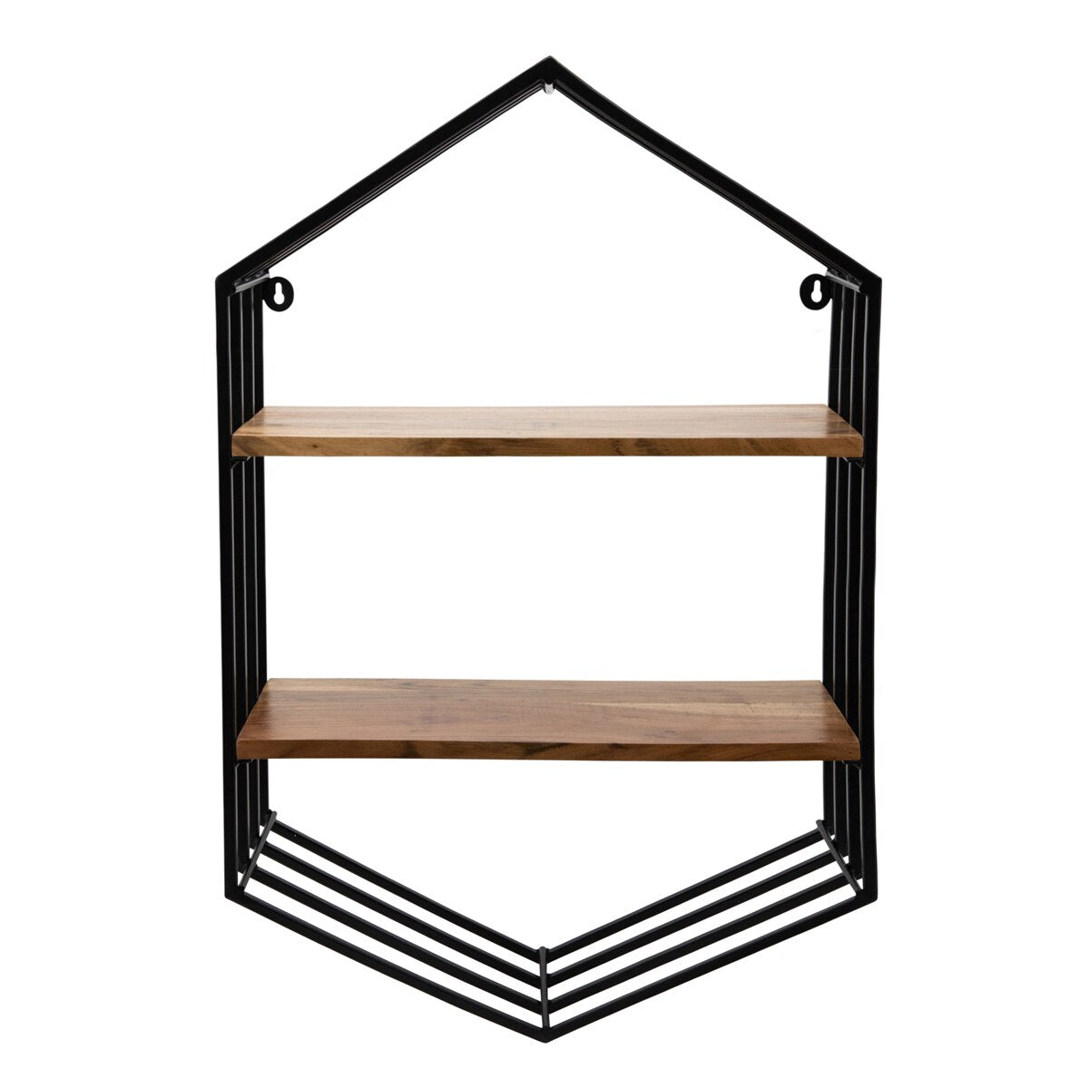 Metal/wood 32"h  Hexagon Wall Shelf, Brown