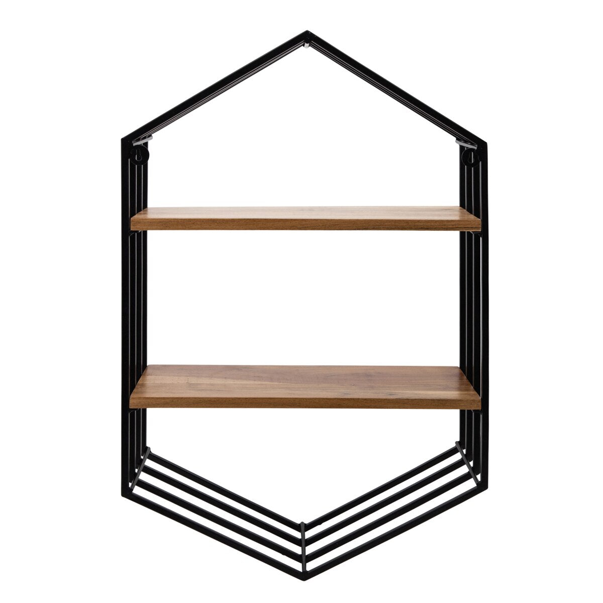 Metal/wood 32"h  Hexagon Wall Shelf, Brown