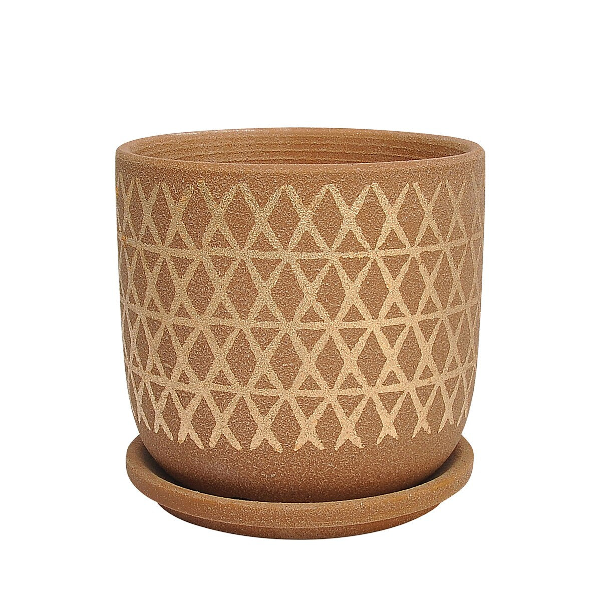 6" Cross Planter W/ Saucer, Tan