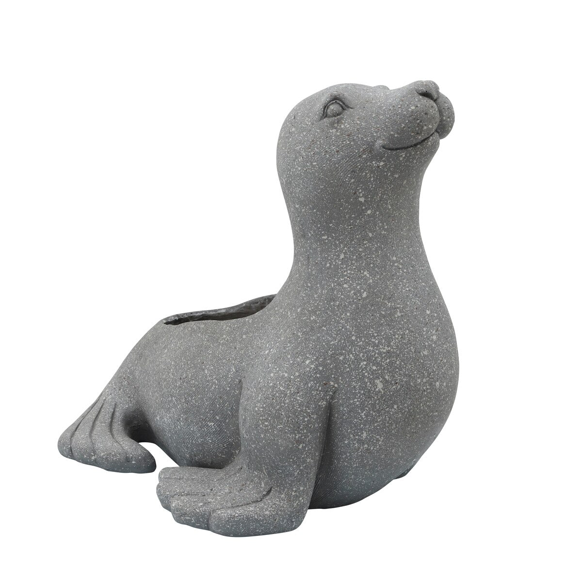 Resin 18" Sea Lion Planter, Gray