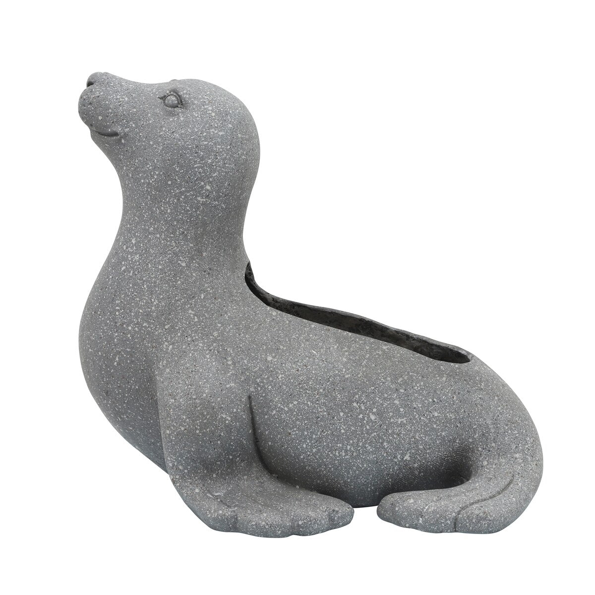 Resin 18" Sea Lion Planter, Gray