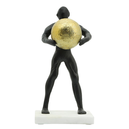 Metal 12"h Man Carrying Ball, Black/gold