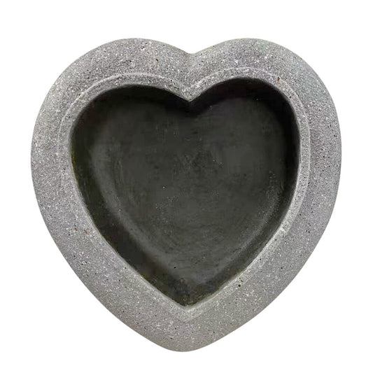Resin, 13" Heart Bird Feeder, Gray