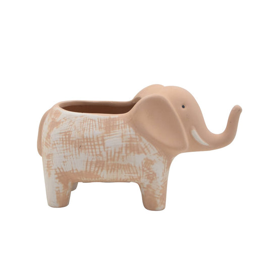 Cer, 4"h Elephant Planter, Terracotta