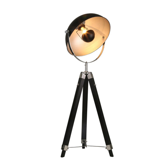 Wood 65" Tripod Spotlight Floorlamp, Black