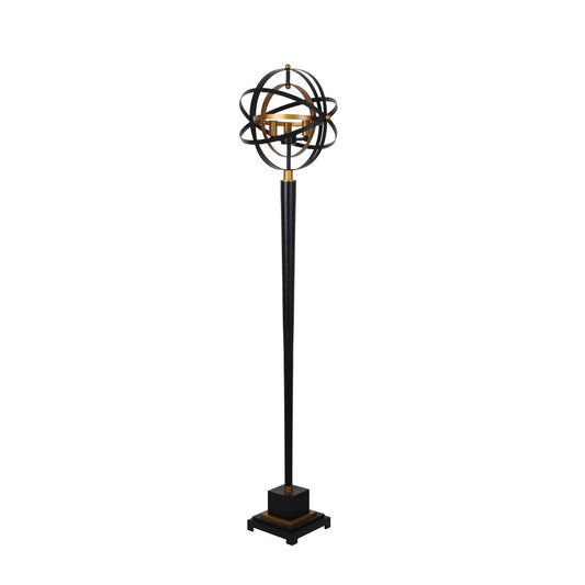 Metal 60" Armillary Floor Lamp,black/bronze