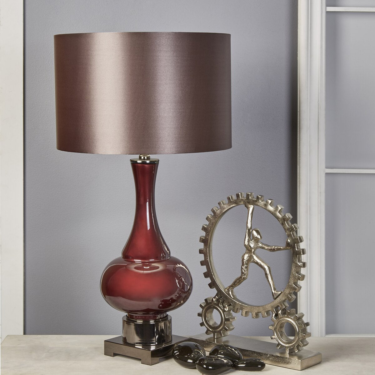 Glass 31" Genie Bottle Table Lamp, Burgundy