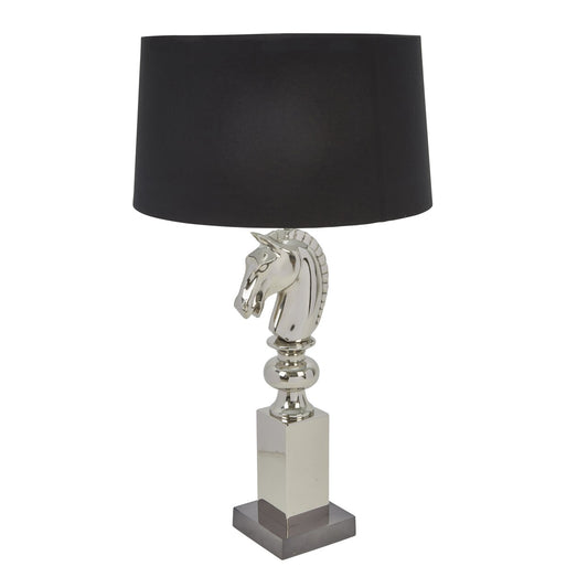 Stainless Steel 31" Horse Headtable Lamp, Silver