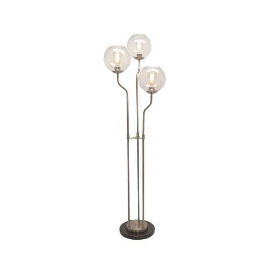 Metal/marble 53" 3 Light Floor Lamp, Silver - Kd
