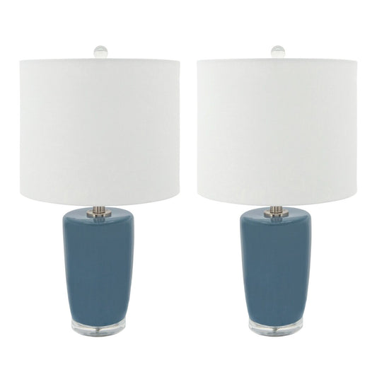 S/2 Ceramic 25" Table Lamps, Blue