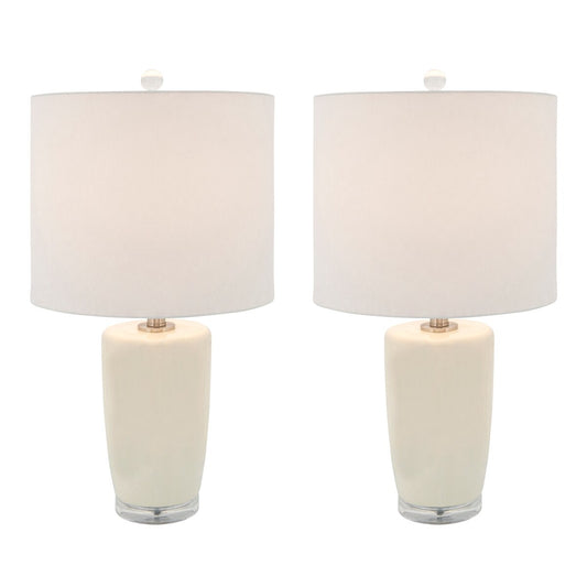S/2 Ceramic 25" Table Lamps, Cream