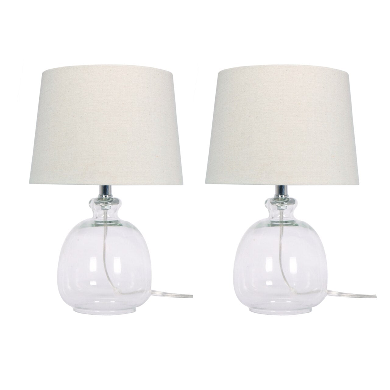 S/2 17" Glass Table Lamps, Clear
