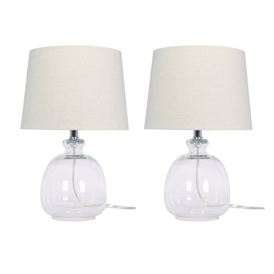 S/2 17" Glass Table Lamps, Clear