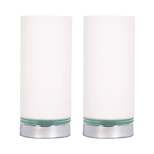 S/2 10" Glass Touch Table Lamps, White