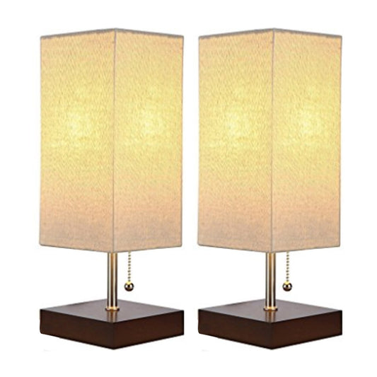 S/2 14" Wood Table Lamps, Brown