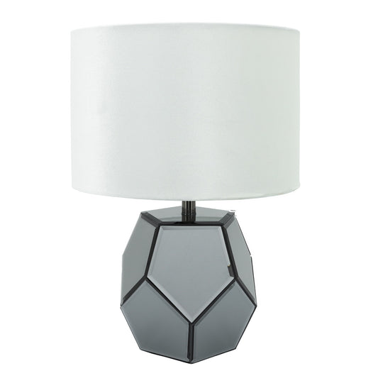Mirrored 17.25" Facetd Table Lamp, Silver