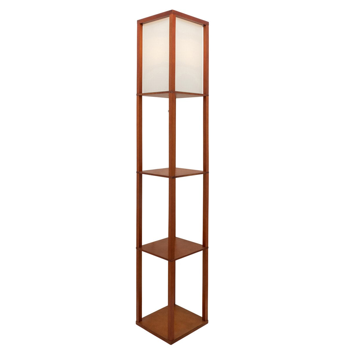 62.5? Wood Etagere / Floor Lamp, Brown