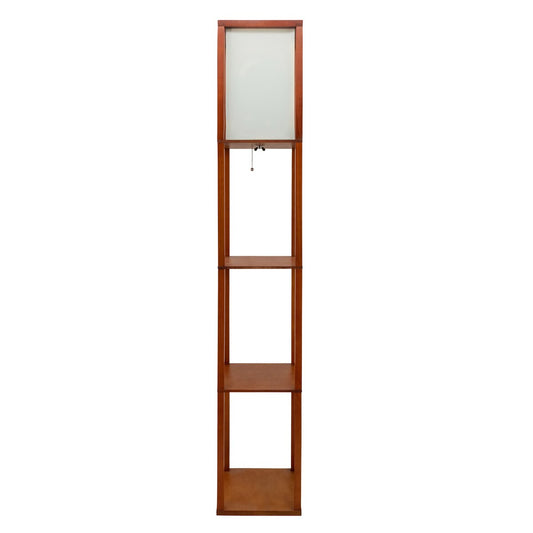62.5? Wood Etagere / Floor Lamp, Brown