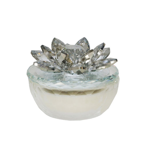 4" Lotus Box , Candle, Silver 4 Oz