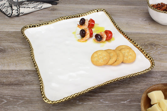 PAMPA BAY SQUARE SERVING PLATTER IN GOLDEN SALERNO