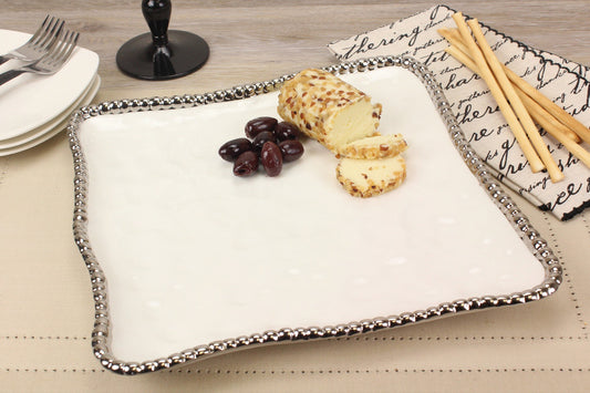 PAMPA BAY SQUARE SERVING PLATTER IN WHITE