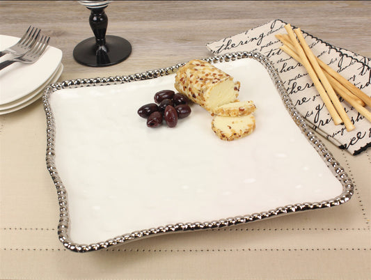 PAMPA BAY SQUARE SERVING PLATTER  IN WHITE