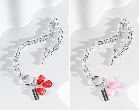Pomegranate Seeds Bracelet with Silver Chain