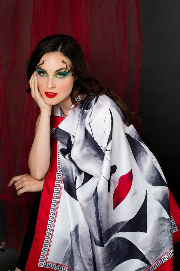 Red Lips Silk Scarf