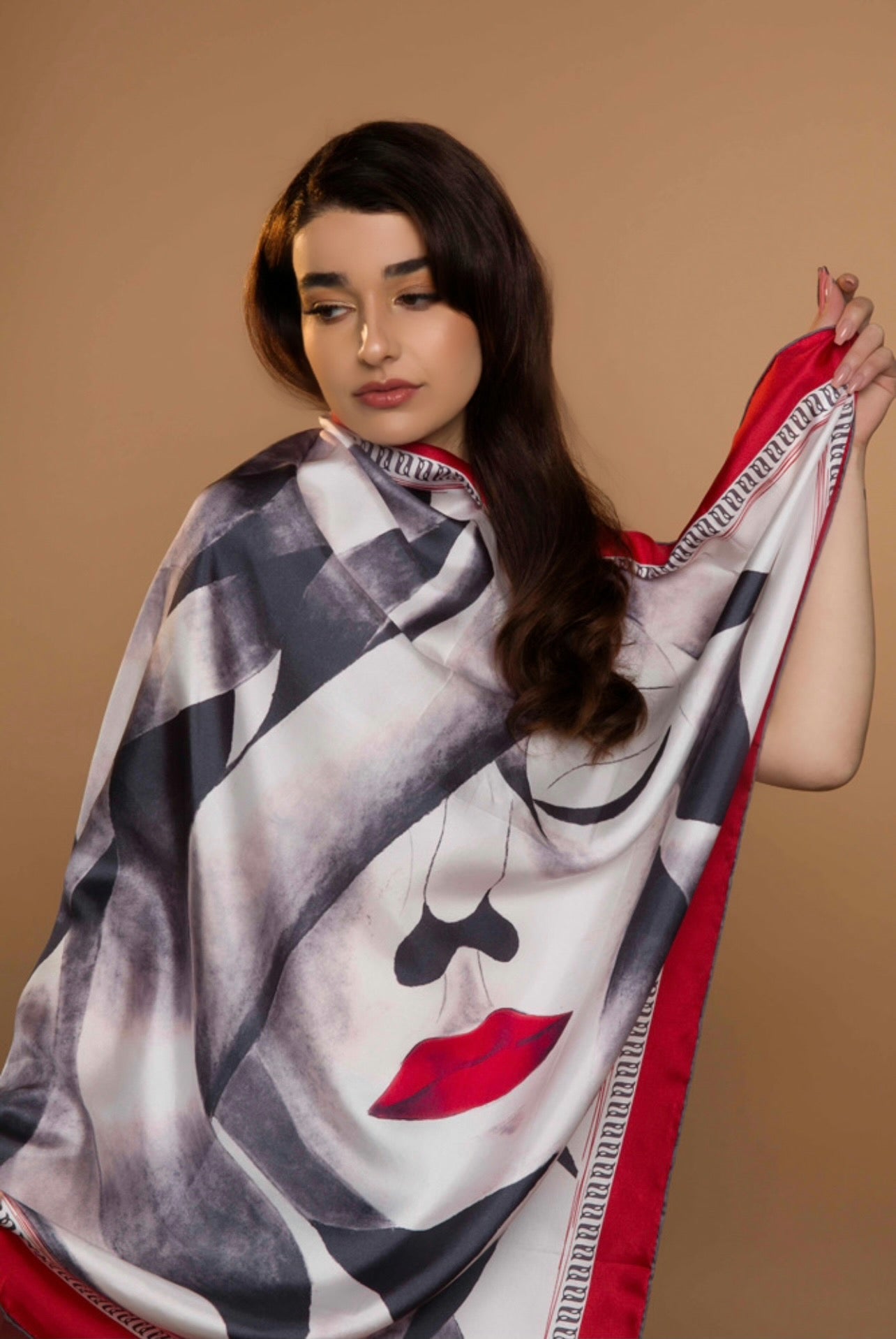 Red Lips Silk Scarf