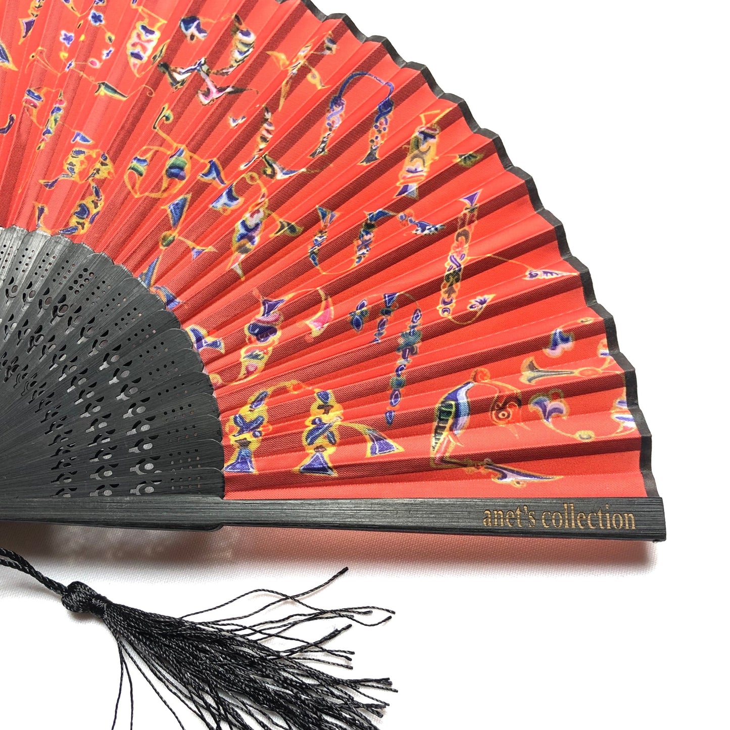 Armenian Alphabet Red Hand Fan