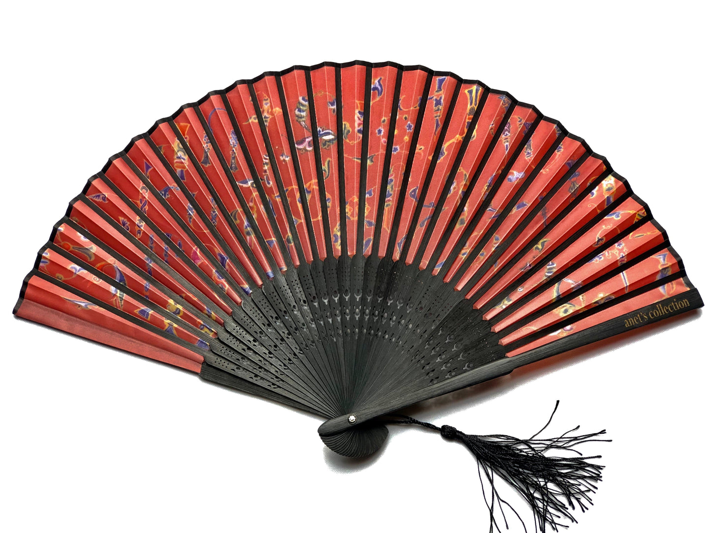 Armenian Alphabet Red Hand Fan